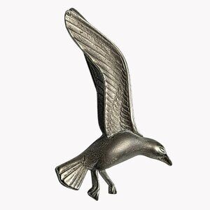 Vintage Giovanni Seagull Brooch Pin Silver-Tone Metal Bird in Flight 11.7g 2.5"